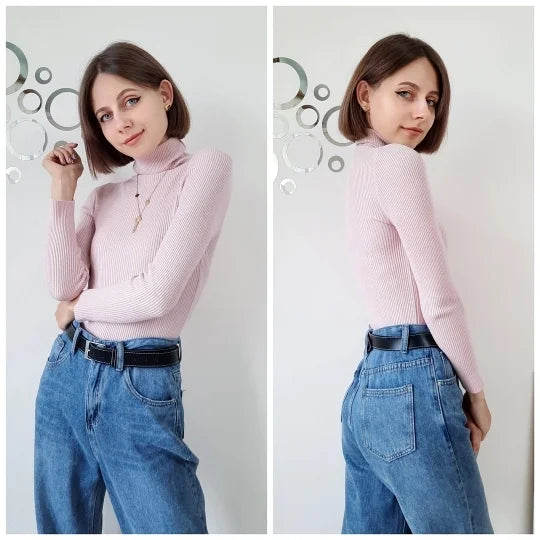 Heliar-Pull à col roulé pour femme, pulls basiques en cachemire doux, automne et hiver 2024