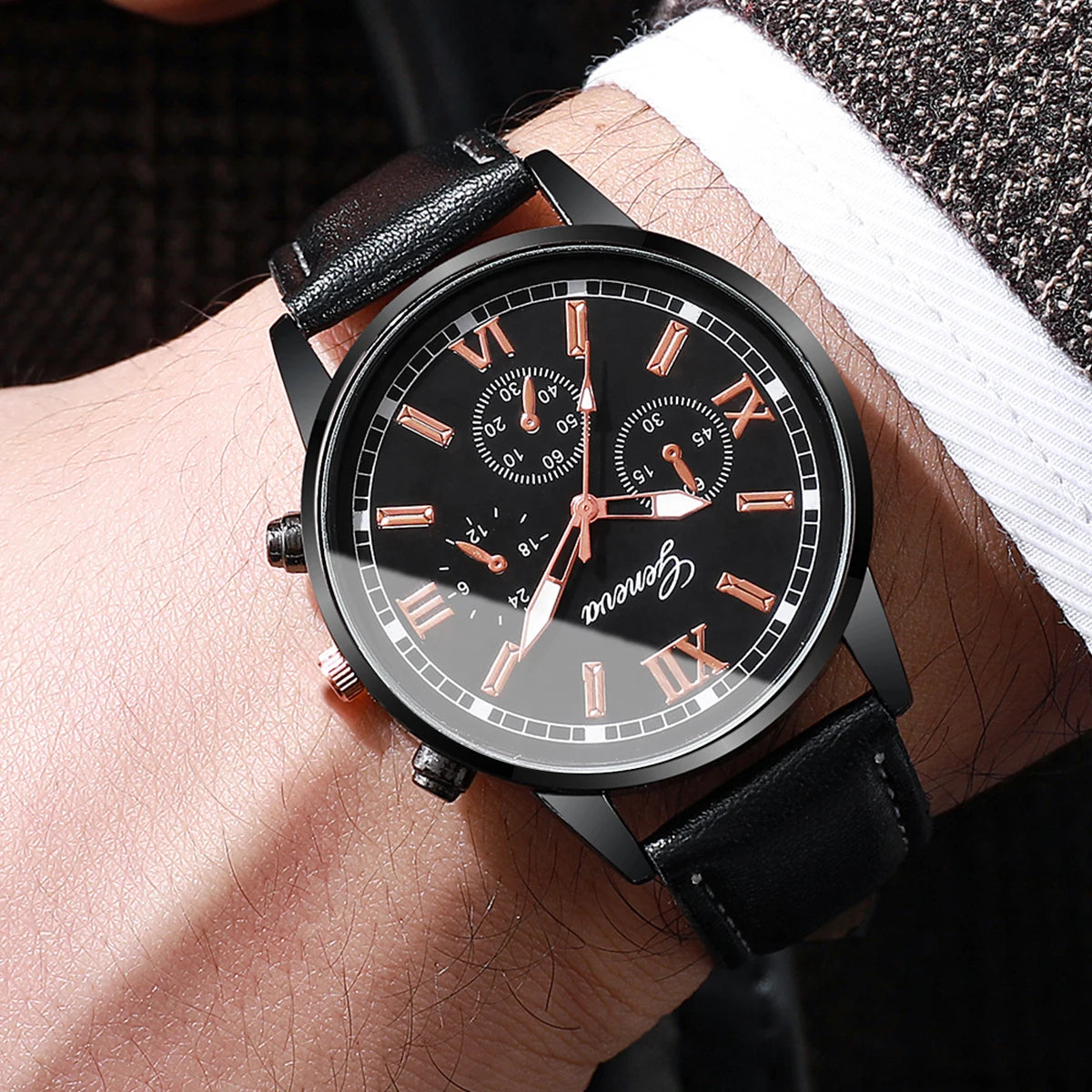 2/4/6 pièces/ensemble montre pour hommes combinaison ensemble accessoires homme