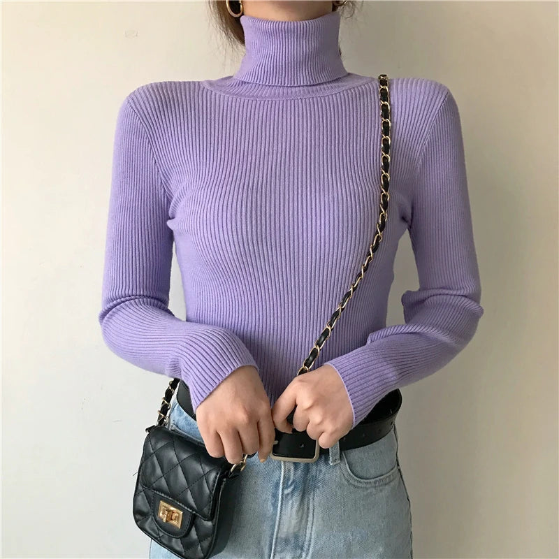 Heliar-Pull à col roulé pour femme, pulls basiques en cachemire doux, automne et hiver 2024