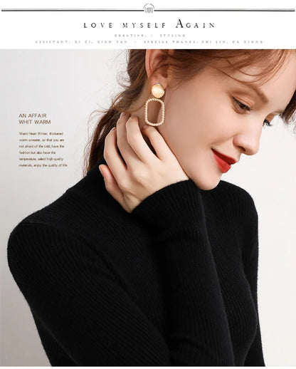 Heliar-Pull à col roulé pour femme, pulls basiques en cachemire doux, automne et hiver 2024