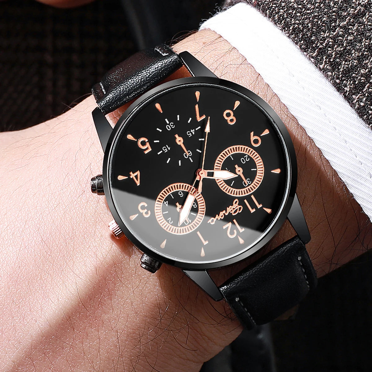 2/4/6 pièces/ensemble montre pour hommes combinaison ensemble accessoires homme