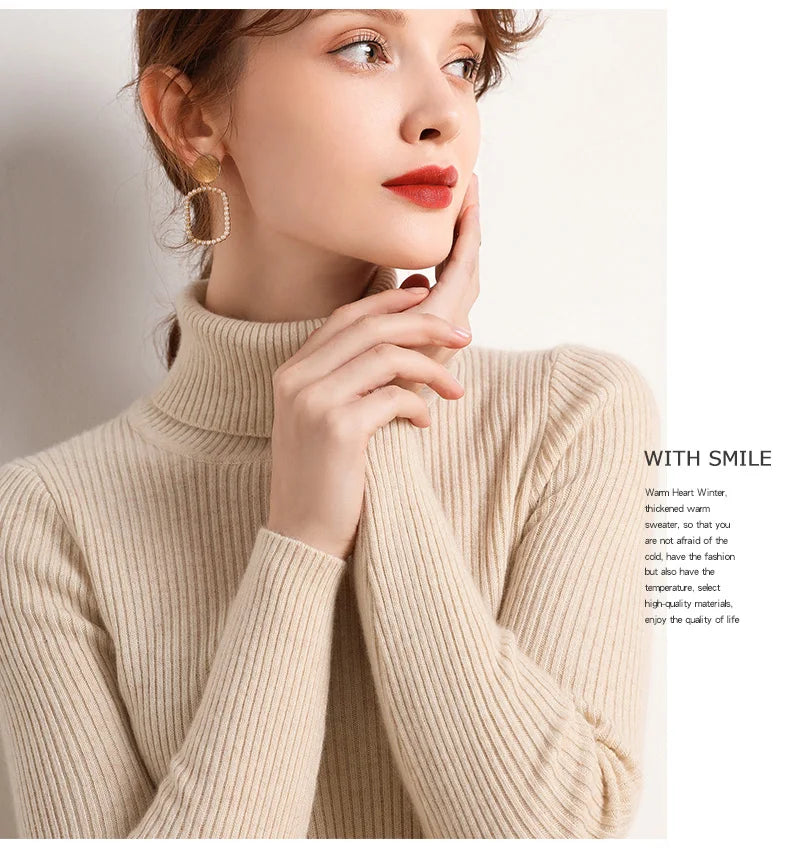 Heliar-Pull à col roulé pour femme, pulls basiques en cachemire doux, automne et hiver 2024