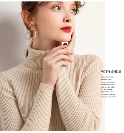 Heliar-Pull à col roulé pour femme, pulls basiques en cachemire doux, automne et hiver 2024