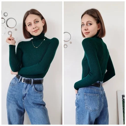 Heliar-Pull à col roulé pour femme, pulls basiques en cachemire doux, automne et hiver 2024