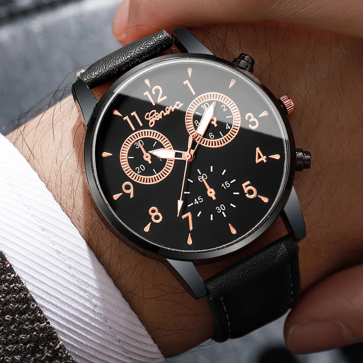 2/4/6 pièces/ensemble montre pour hommes combinaison ensemble accessoires homme