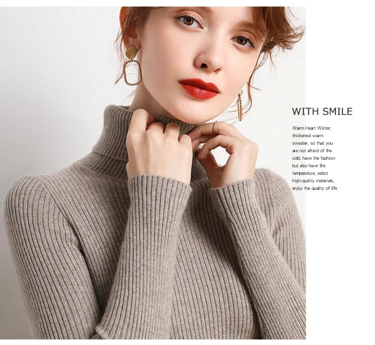 Heliar-Pull à col roulé pour femme, pulls basiques en cachemire doux, automne et hiver 2024